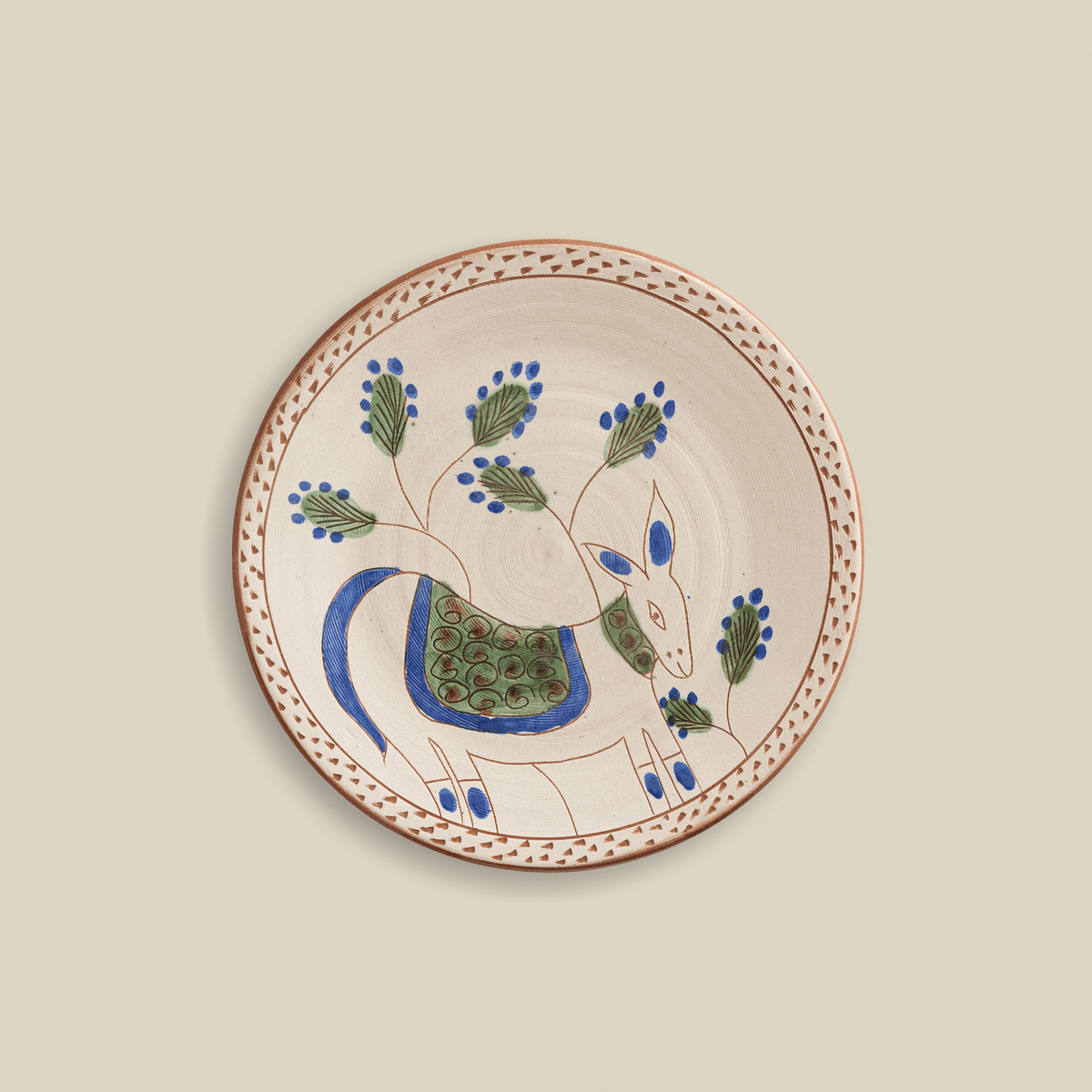Happy Donkey Hand-Painted Fayoum Pottery Dessert Plate (Set Of 2)