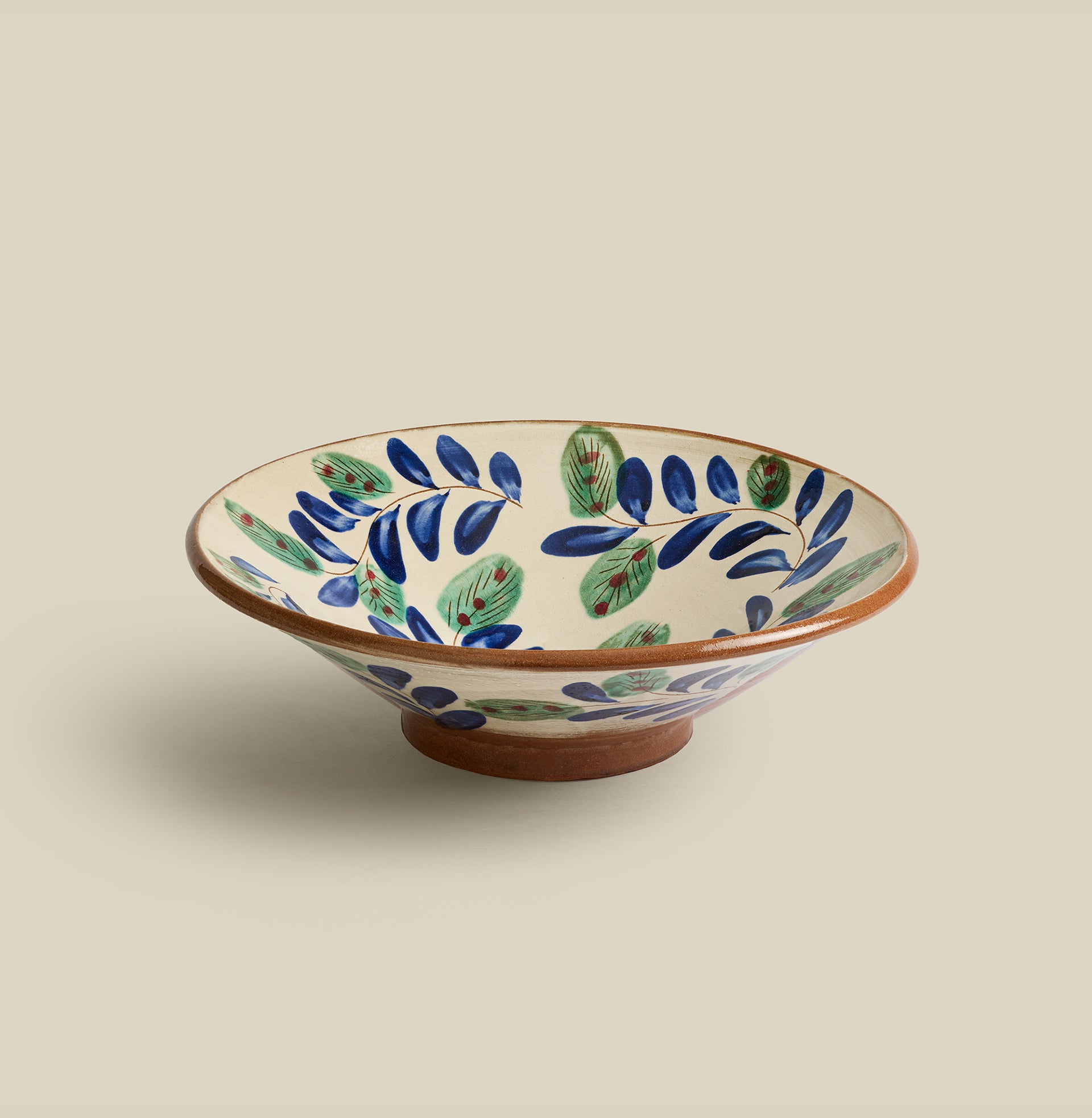 Midnight Garden Hand-Painted Fayoum Pottery Serving Bowl