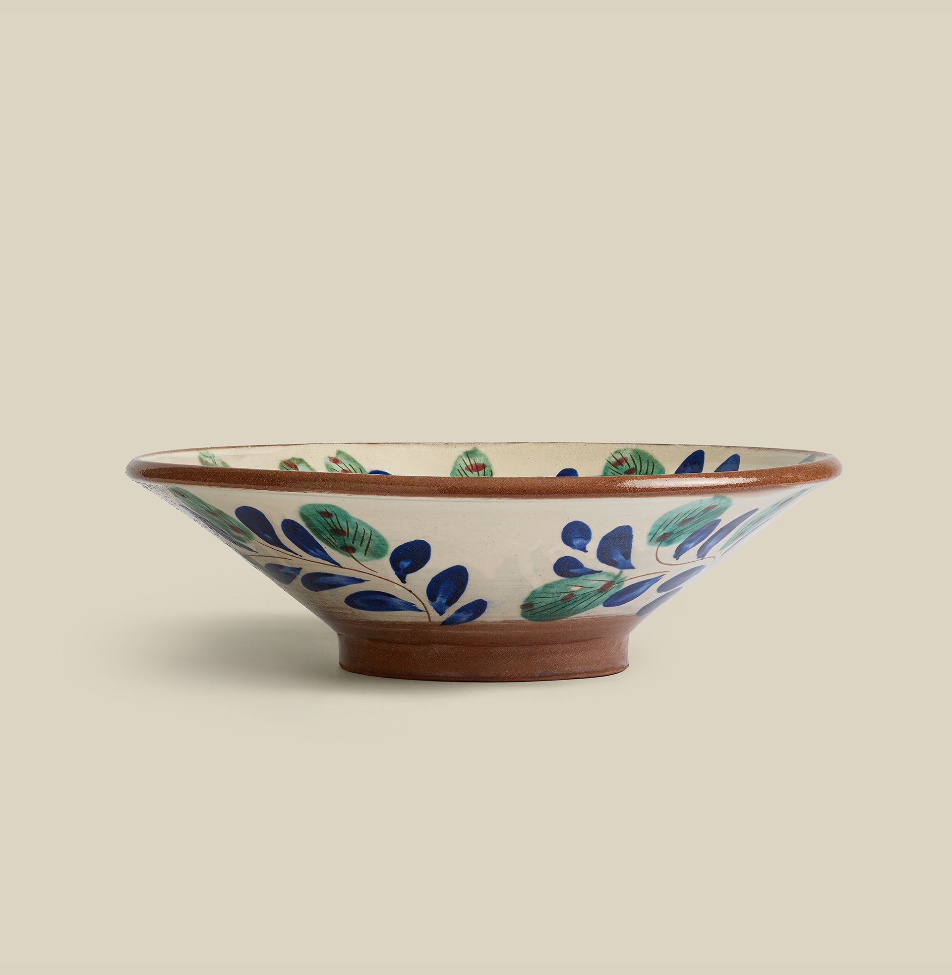 Midnight Garden Hand-Painted Fayoum Pottery Serving Bowl