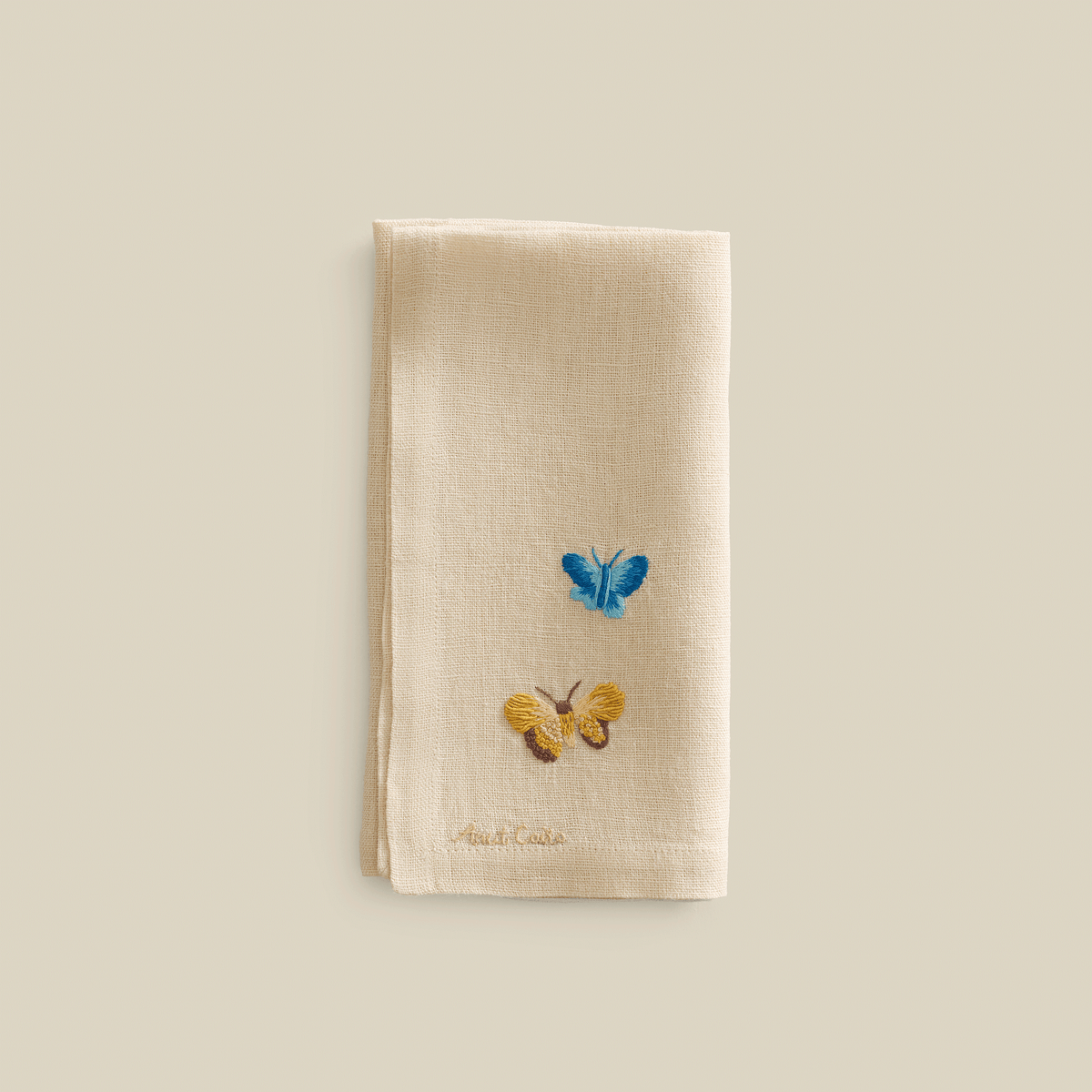 BNDL-Nile Butterflies Hand-Embroidered Linen Napkins