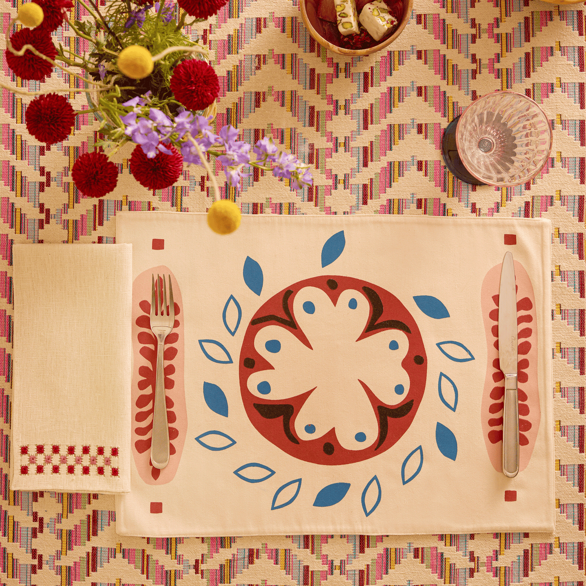 Rosetta Hand-Printed Cotton Placemat (Set Of 6)