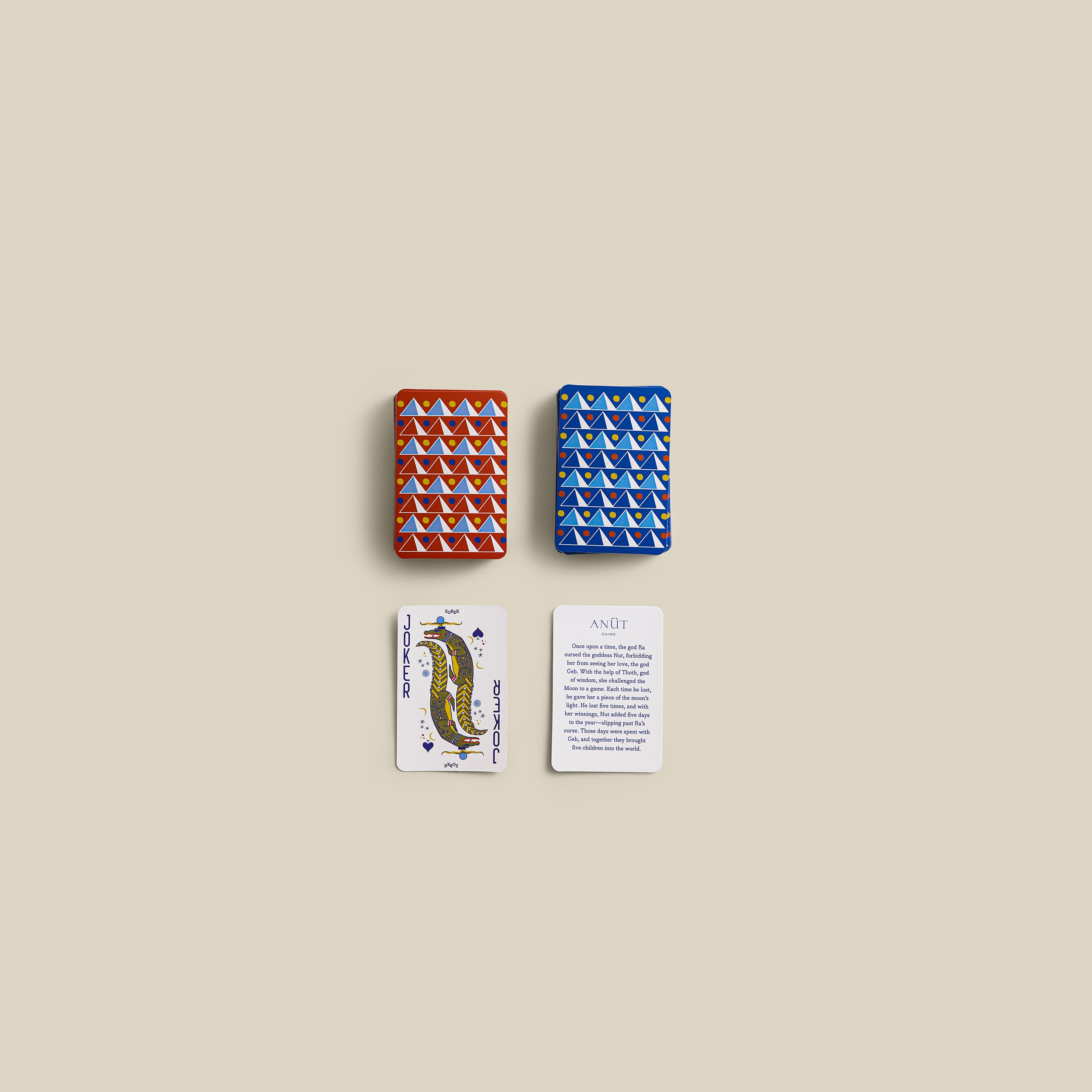 Khufu Playing Cards with Hand-Embroidered Cover