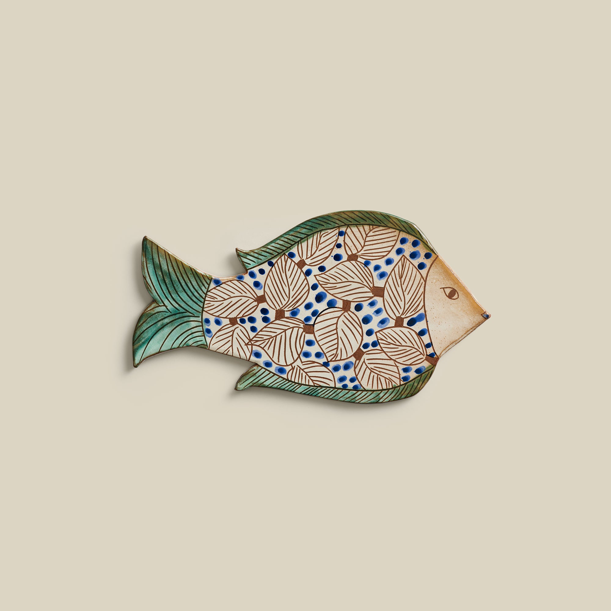 Fish 2 Hand-Painted Fayoum Pottery Wall Art