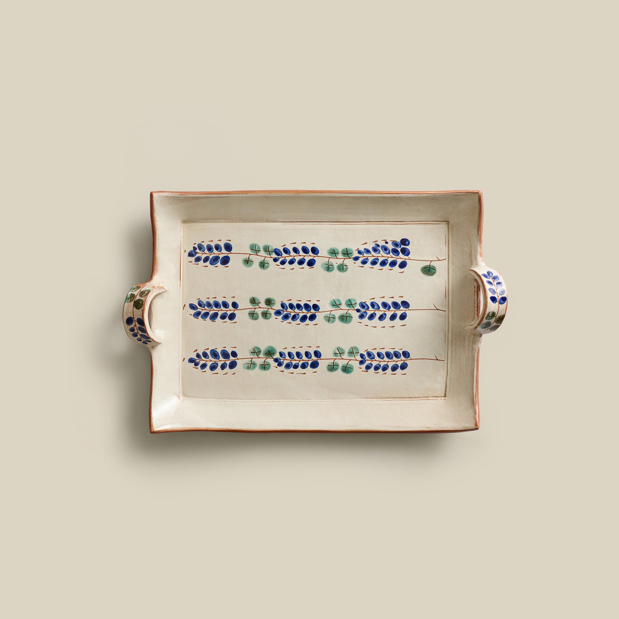 Luxor Vine Hand-Painted Fayoum Pottery Tray