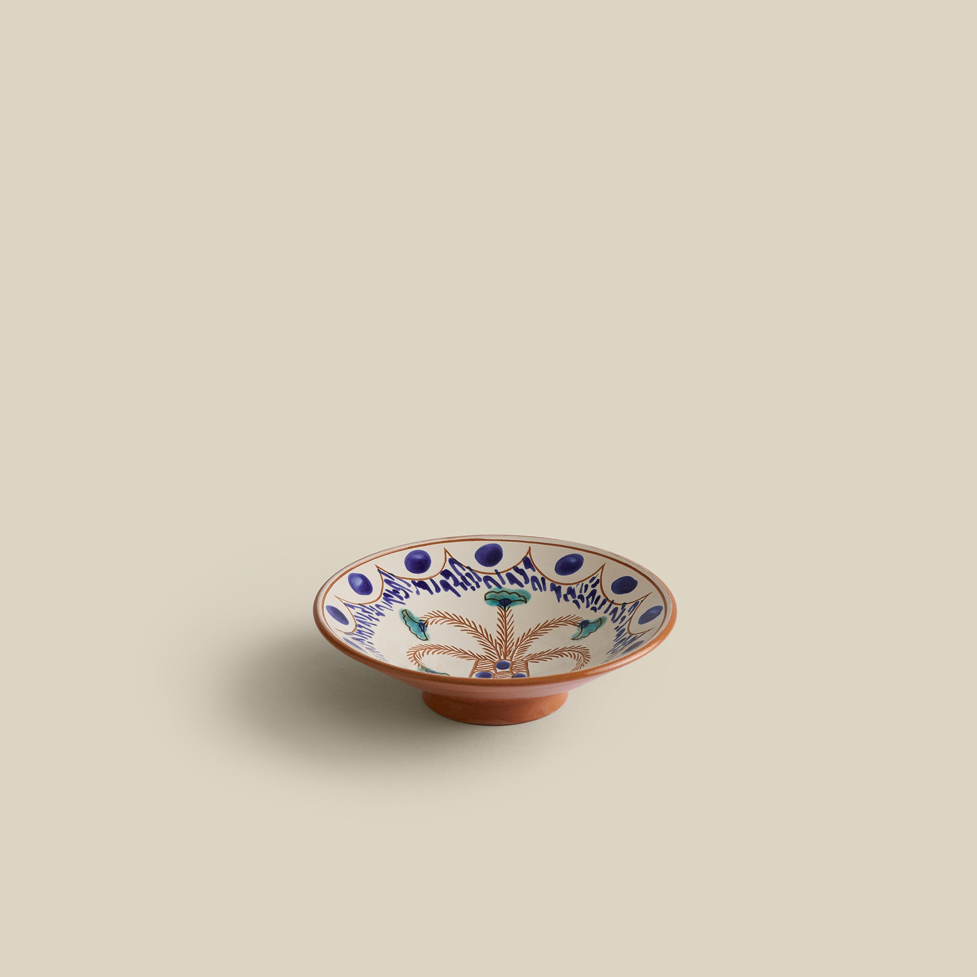 Dancing Palm Hand-Painted Fayoum Pottery Bowl