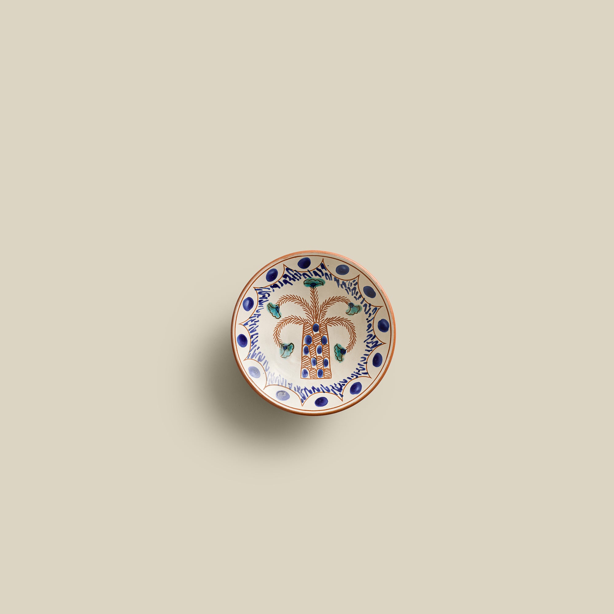 Dancing Palm Hand-Painted Fayoum Pottery Bowl