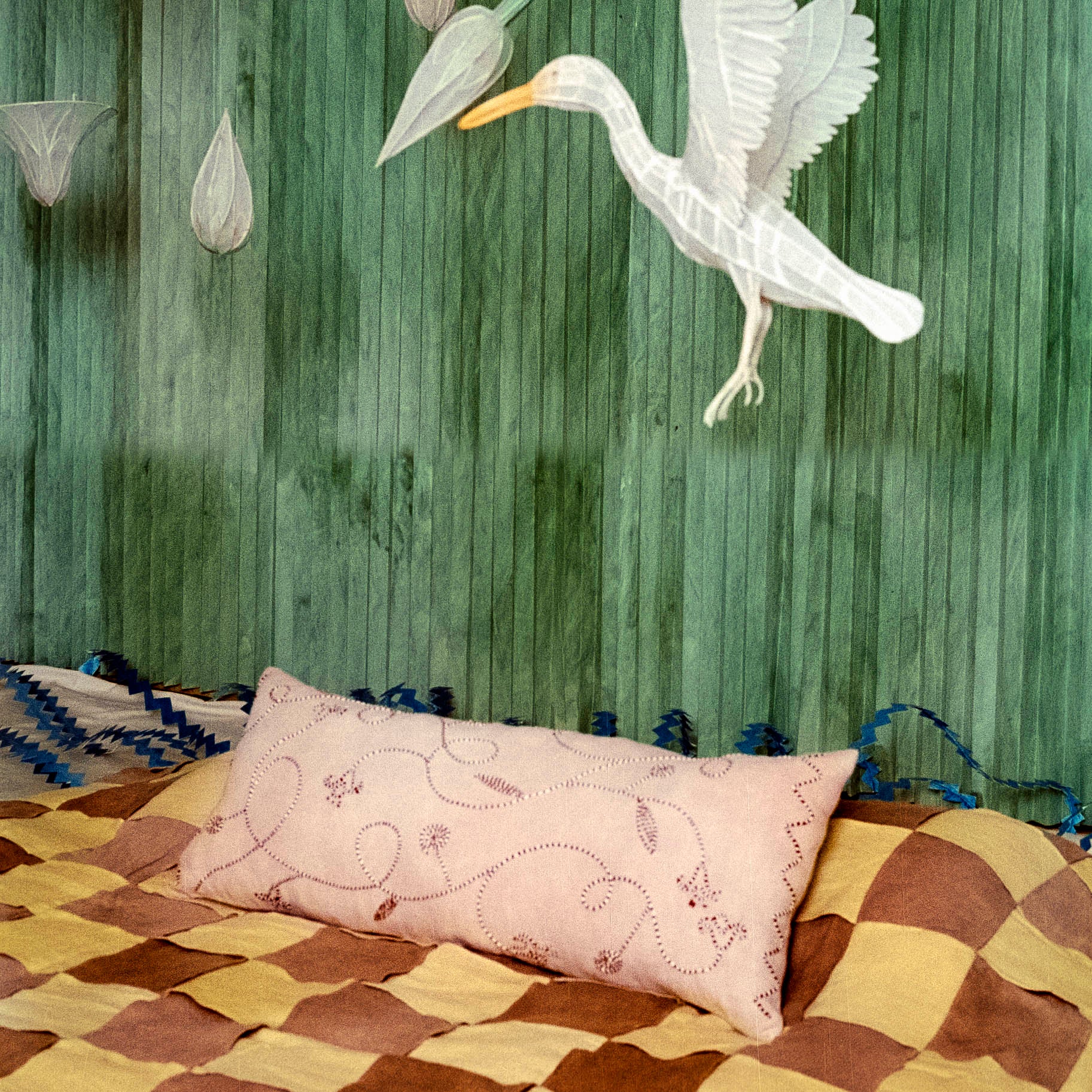 Lotus Trail Hand Embroidered Bolster Cover