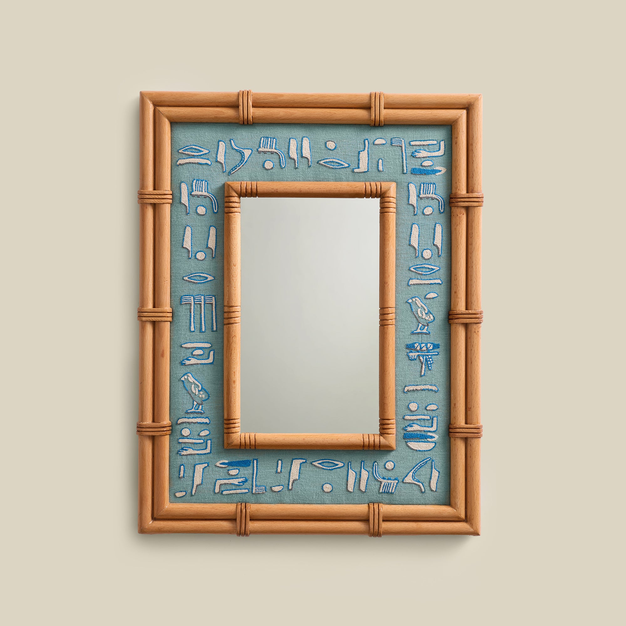 Carter Embroidered Linen Mirror | ANŪT Cairo
