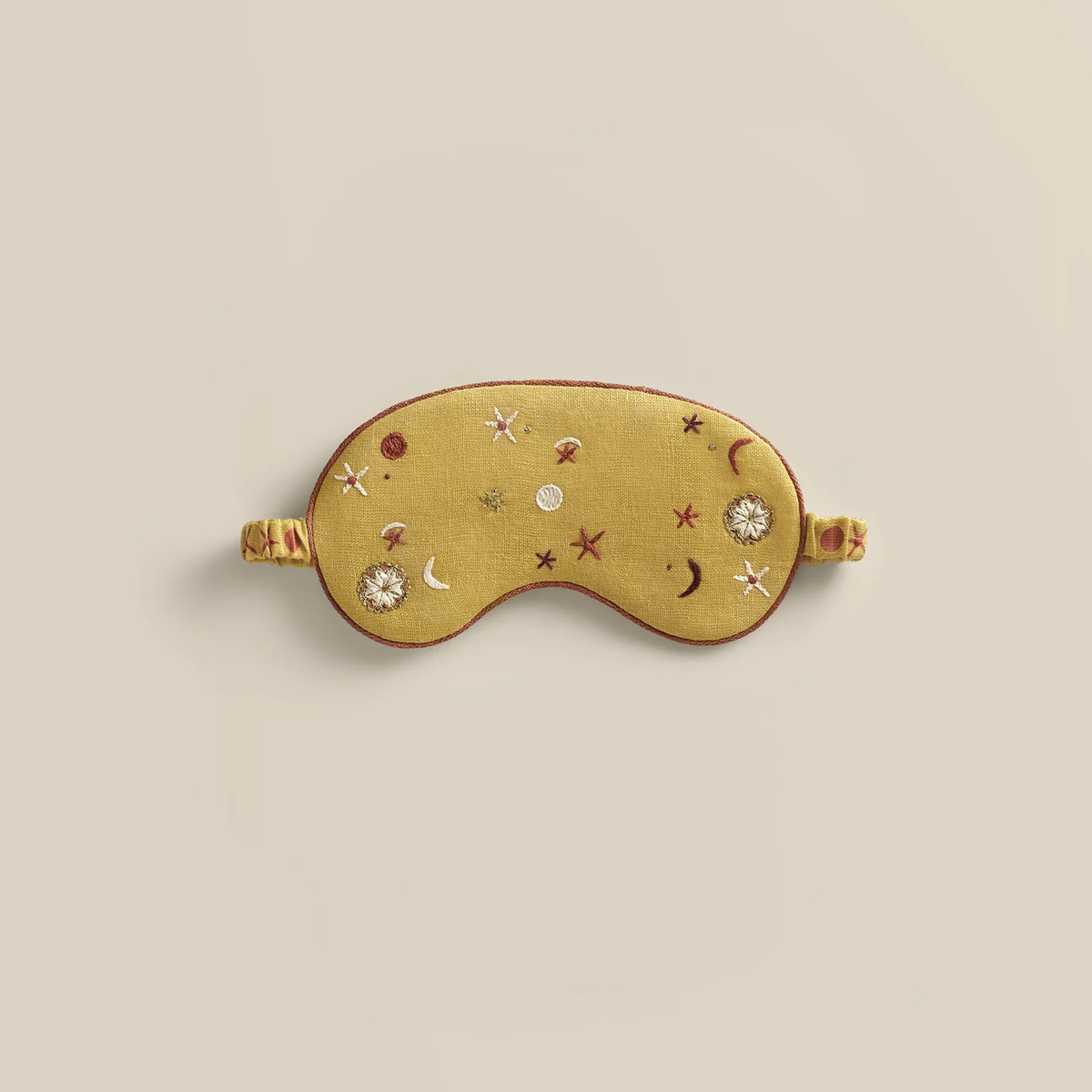 Stellar Hand-Embroidered Linen Eye Mask