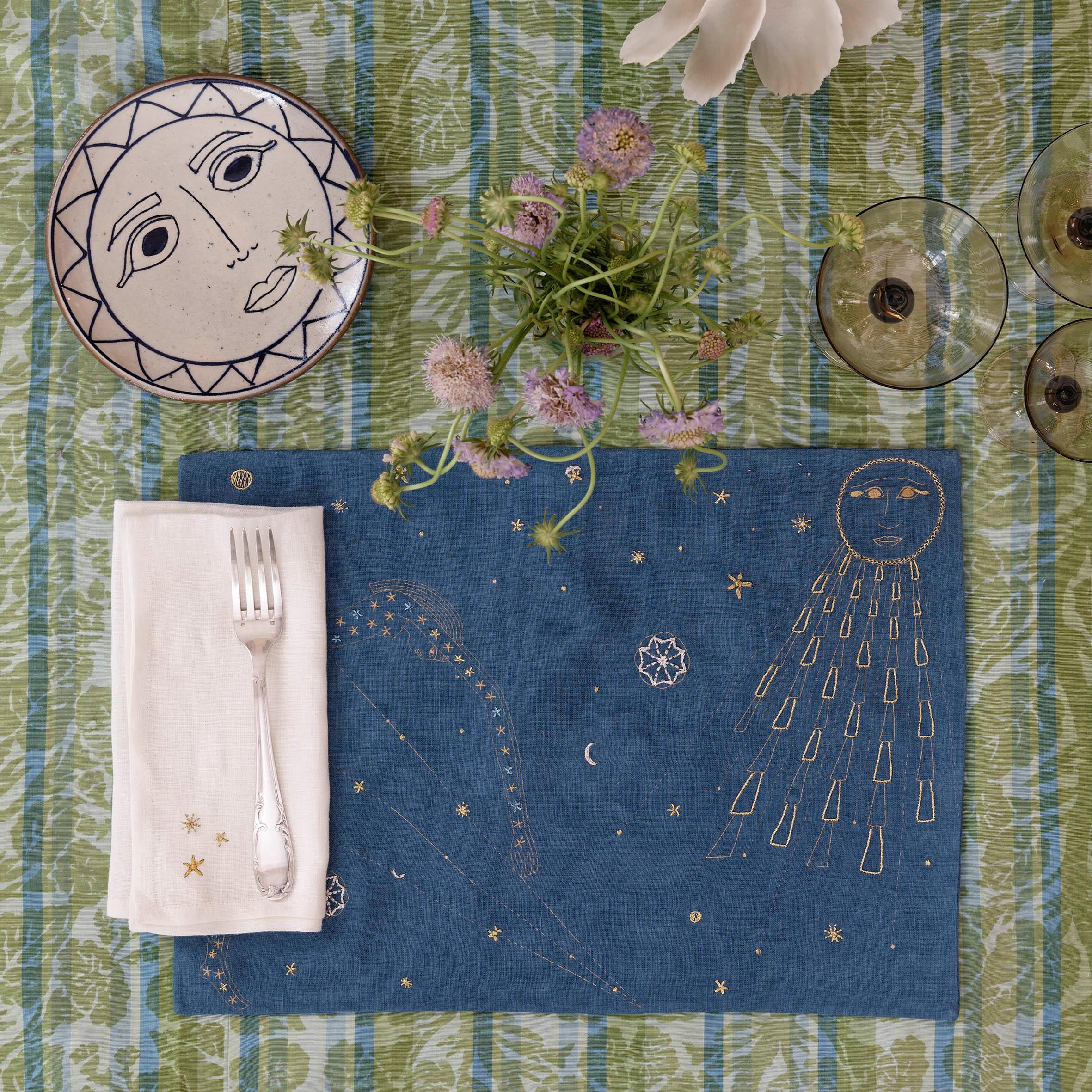 Starry Hand-Embroiderd Linen Napkin (Set of 2)