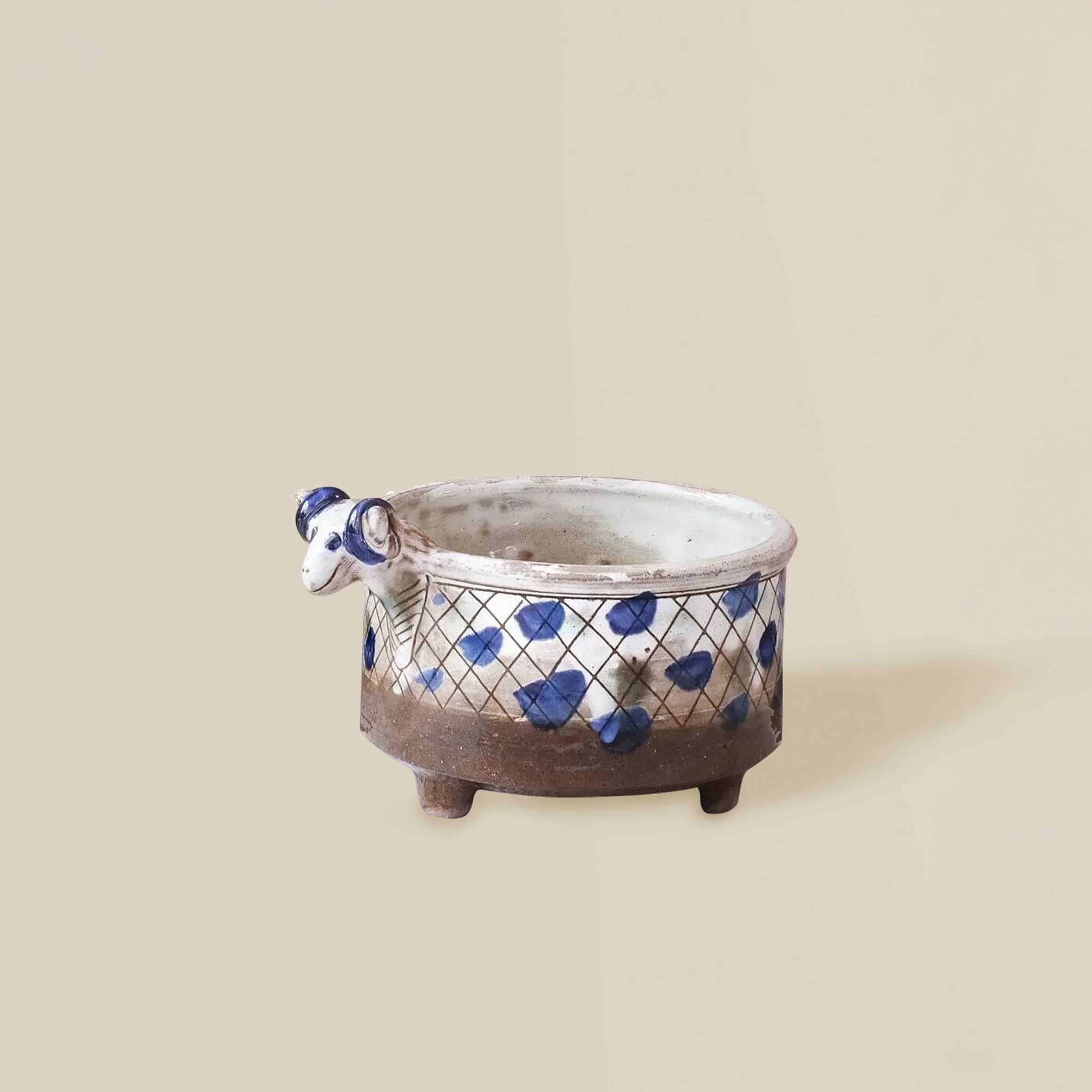 goat planter pot Smiley Goat Hand-Painted Fayoum Pottery Planter