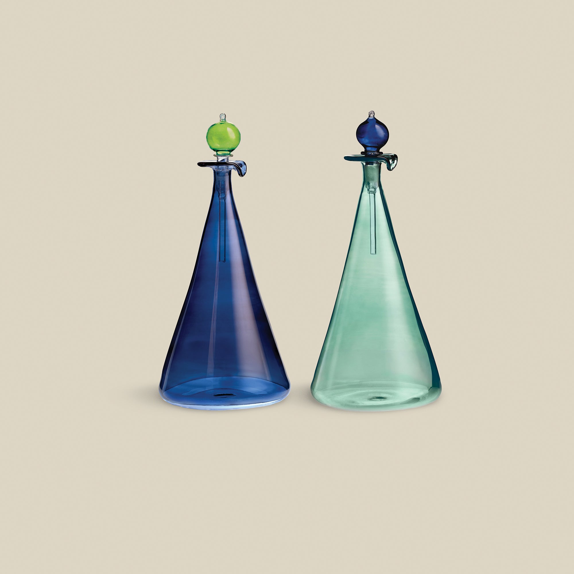 Couple Vinegar & Oil Handblown Flask