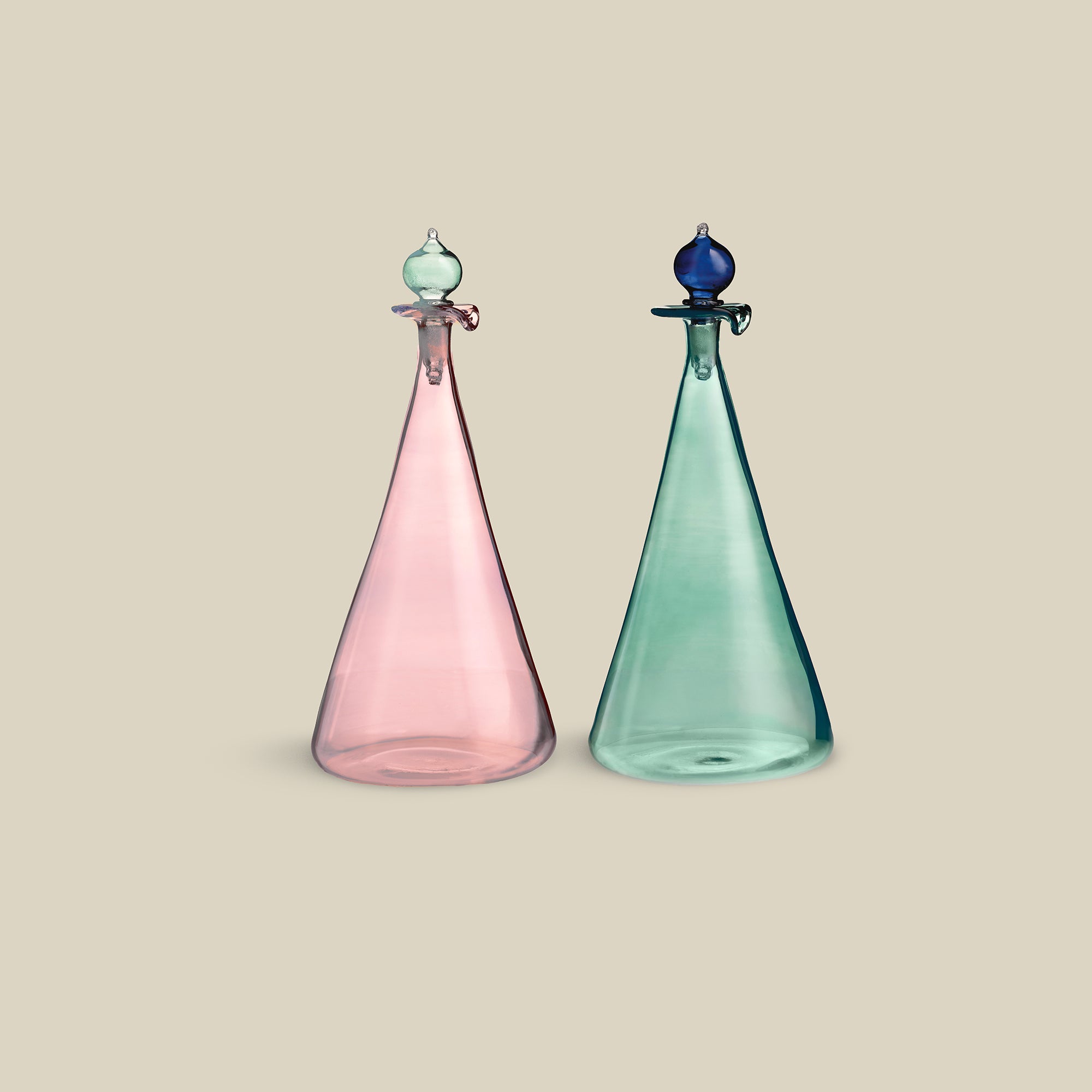 Couple Vinegar & Oil Handblown Flask