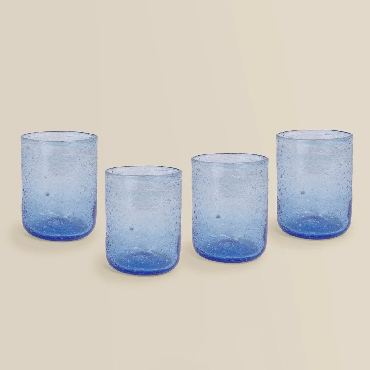 Blue Muna Hand-Blown Recycled Glass (Set of 4)