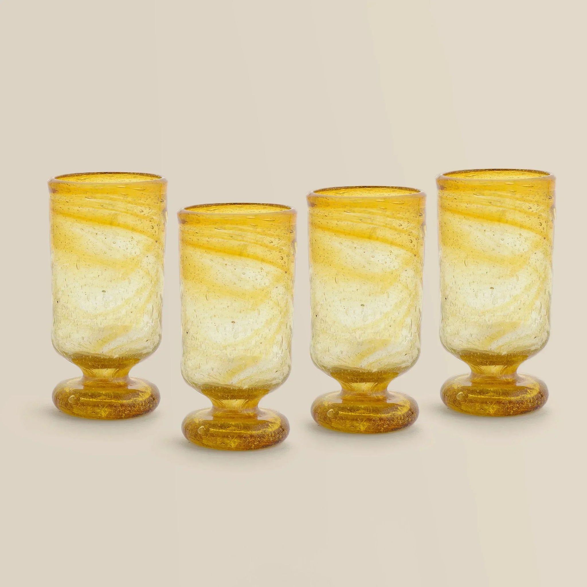 Amber Zazzy Hand-Blown Glass Goblet (Set of 4)