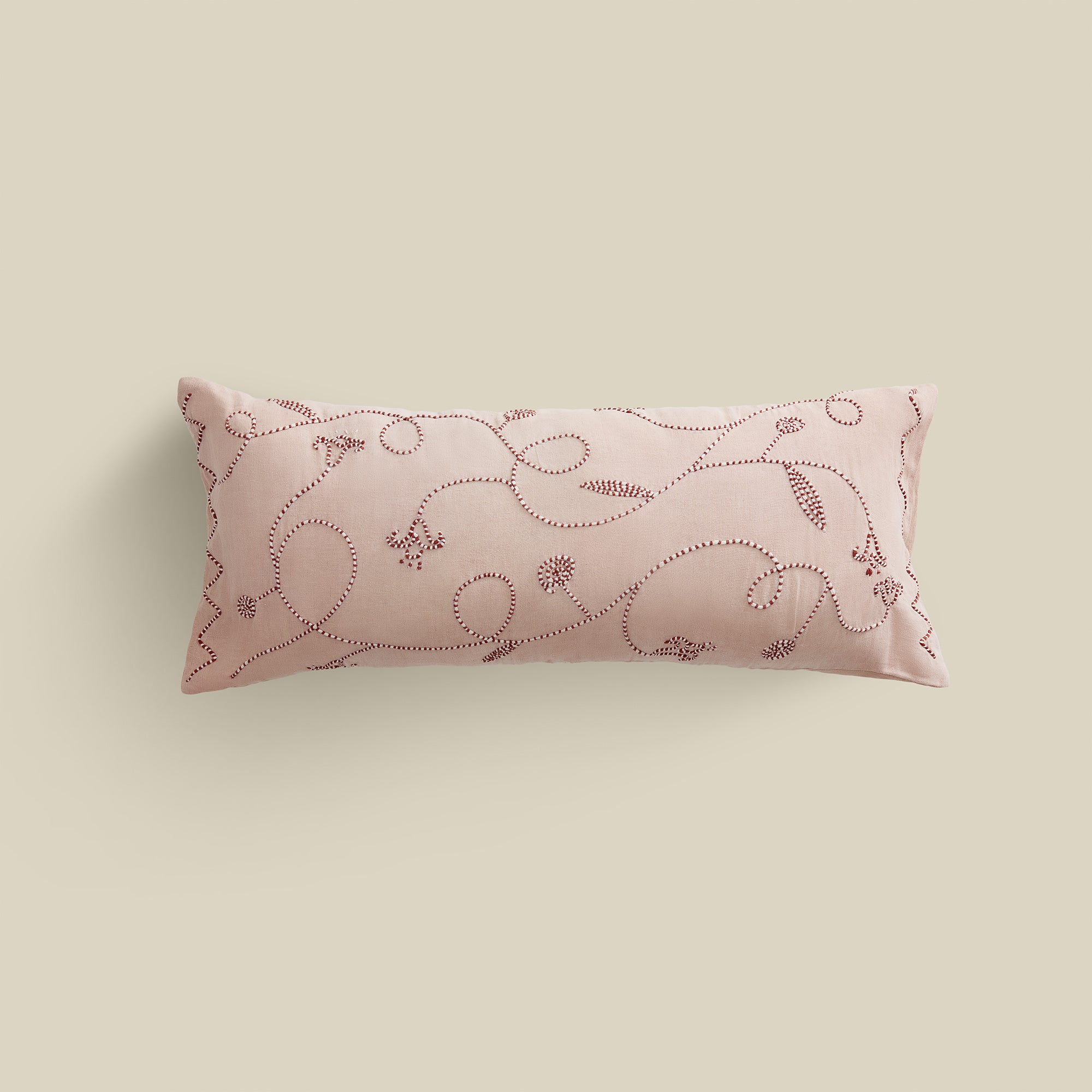 Lotus Trail Hand Embroidered Bolster Cover