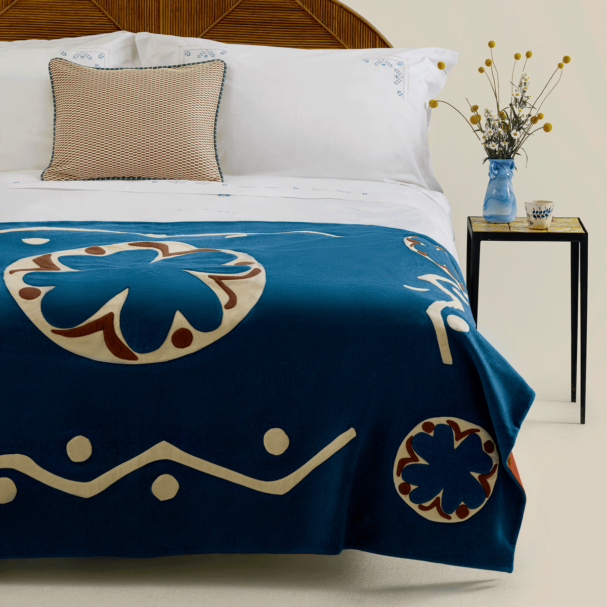 Rosetta Brushed Cotton Winter Blanket Blue