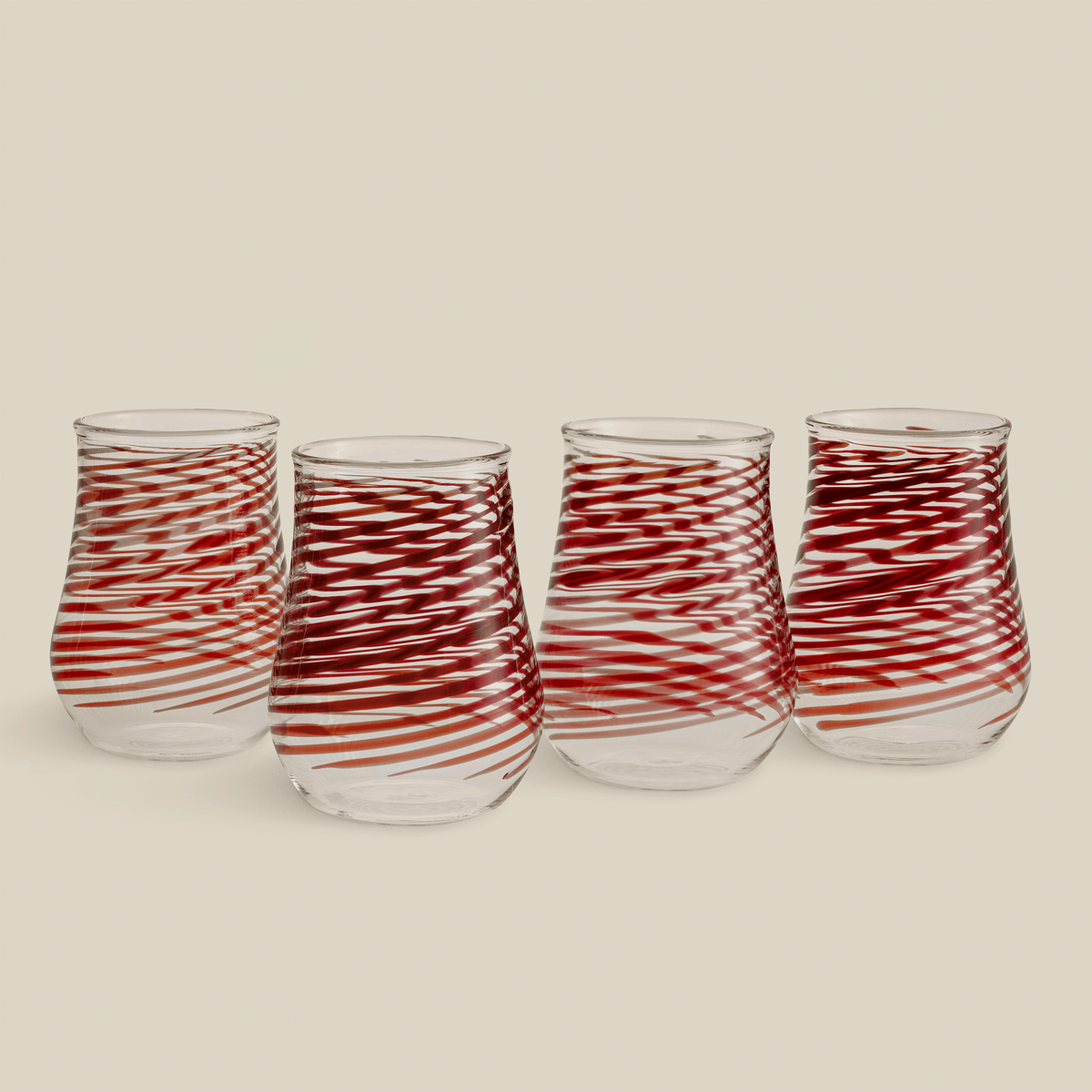 Swirly Hand-Blown Glass Tumbler (Set Of 4)