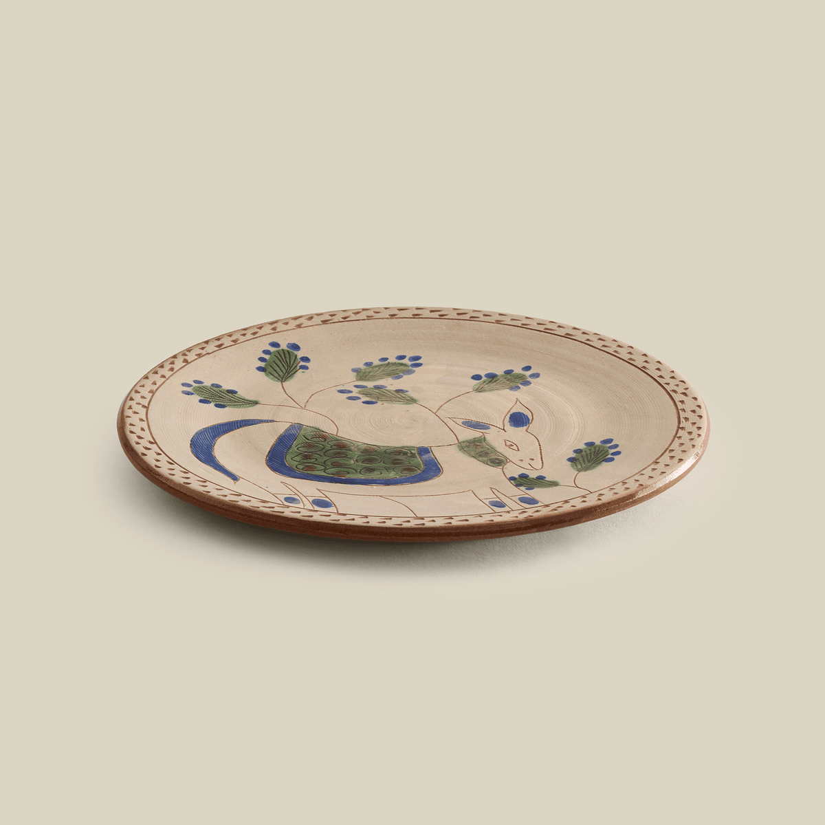 Happy Donkey Hand-Painted Fayoum Pottery Dessert Plate (Set Of 2)