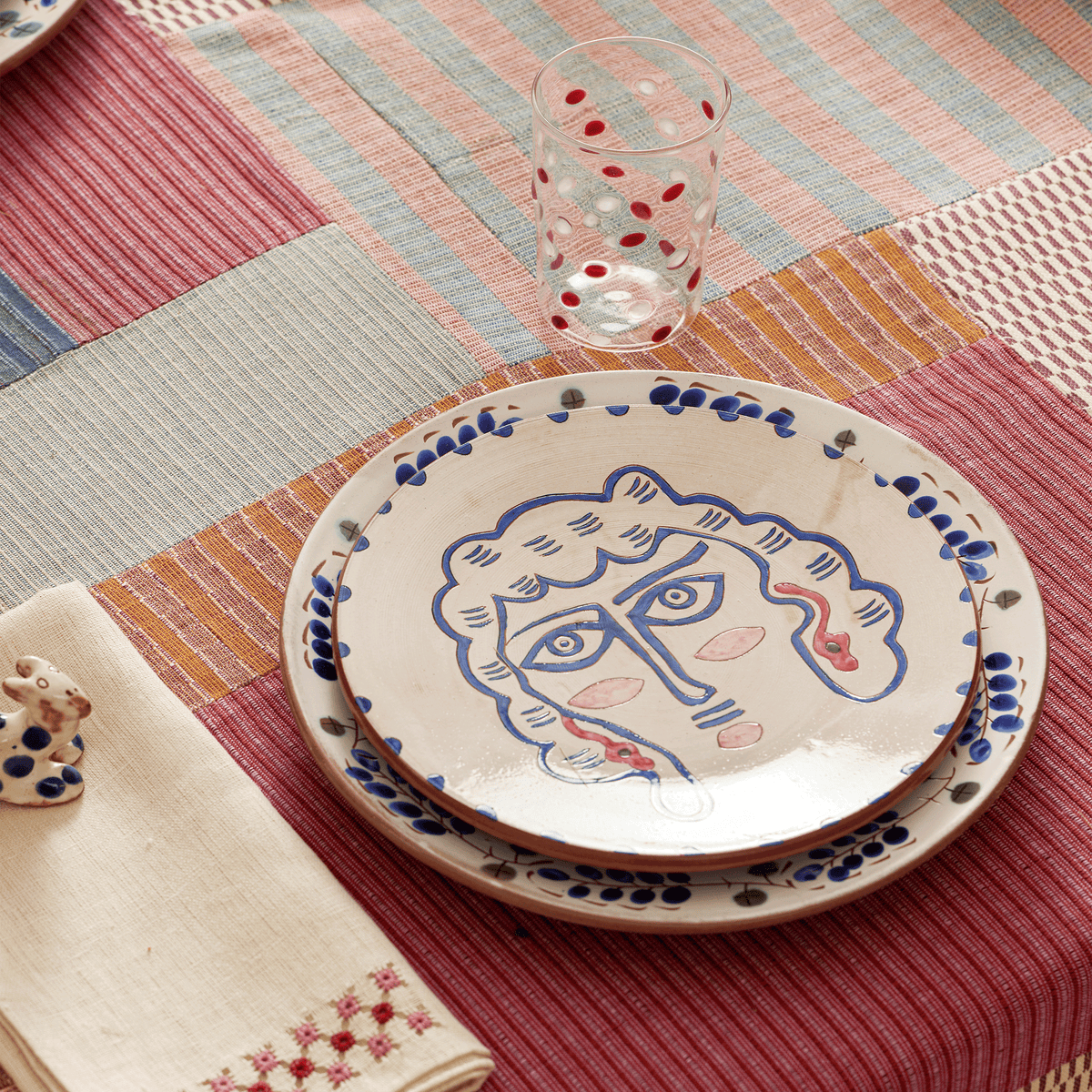 Marina Hand-Painted Fayoum Pottery Dessert Plate (Set Of 2)