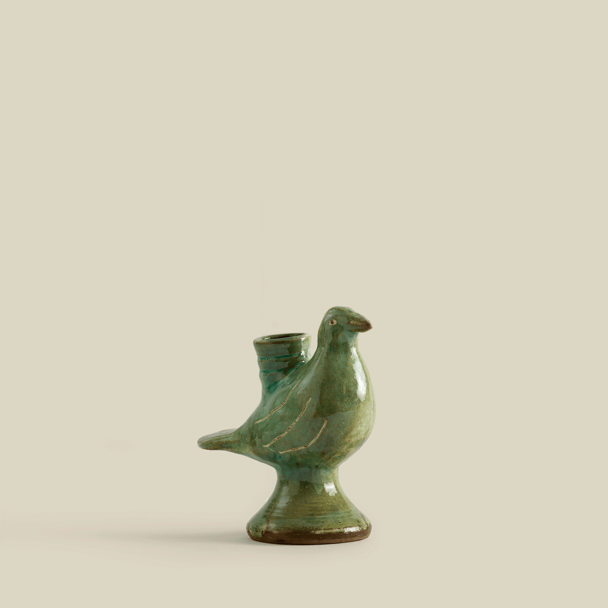 Doves Hand-Painted Fayoum Pottery Candle Holder