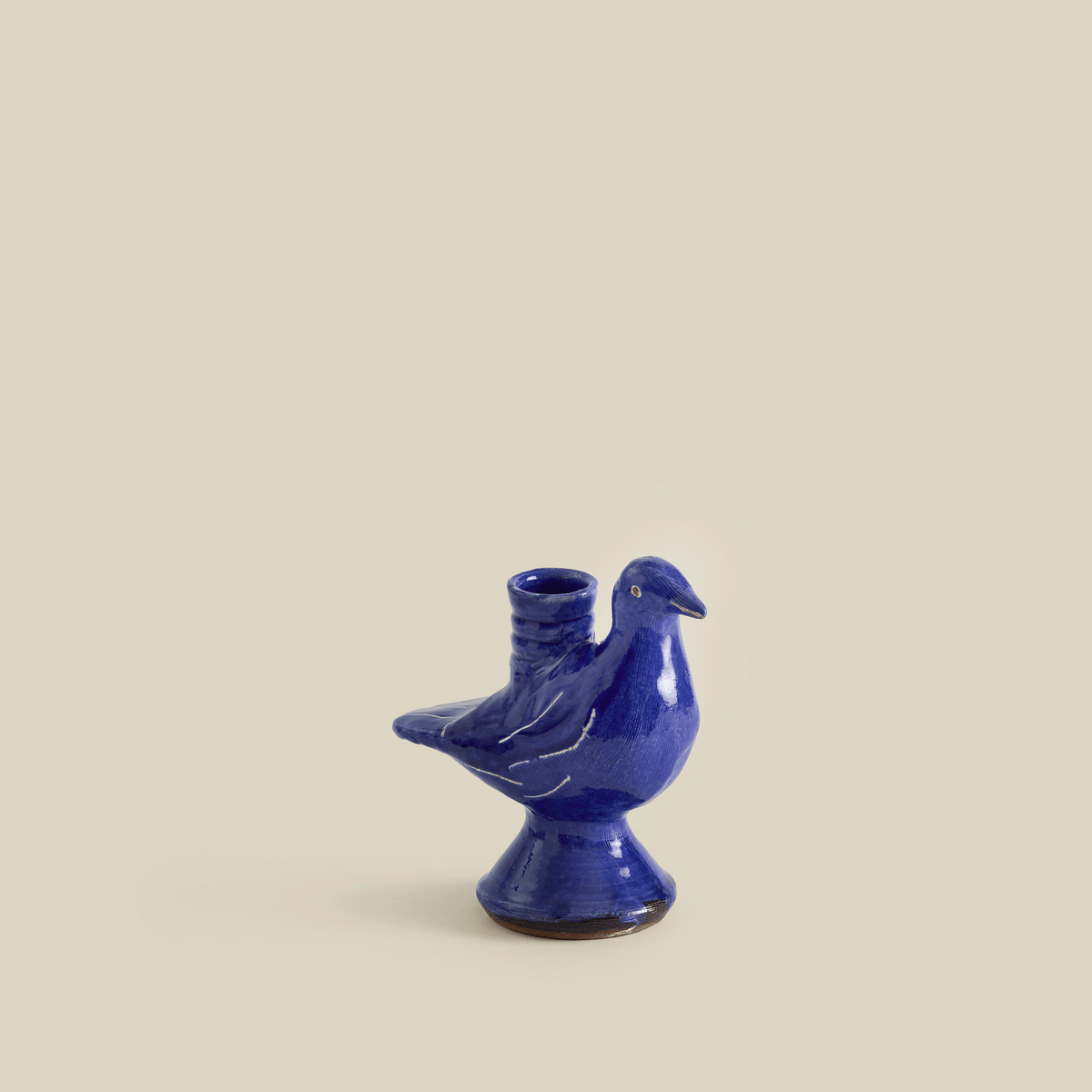 Doves Hand-Painted Fayoum Pottery Candle Holder