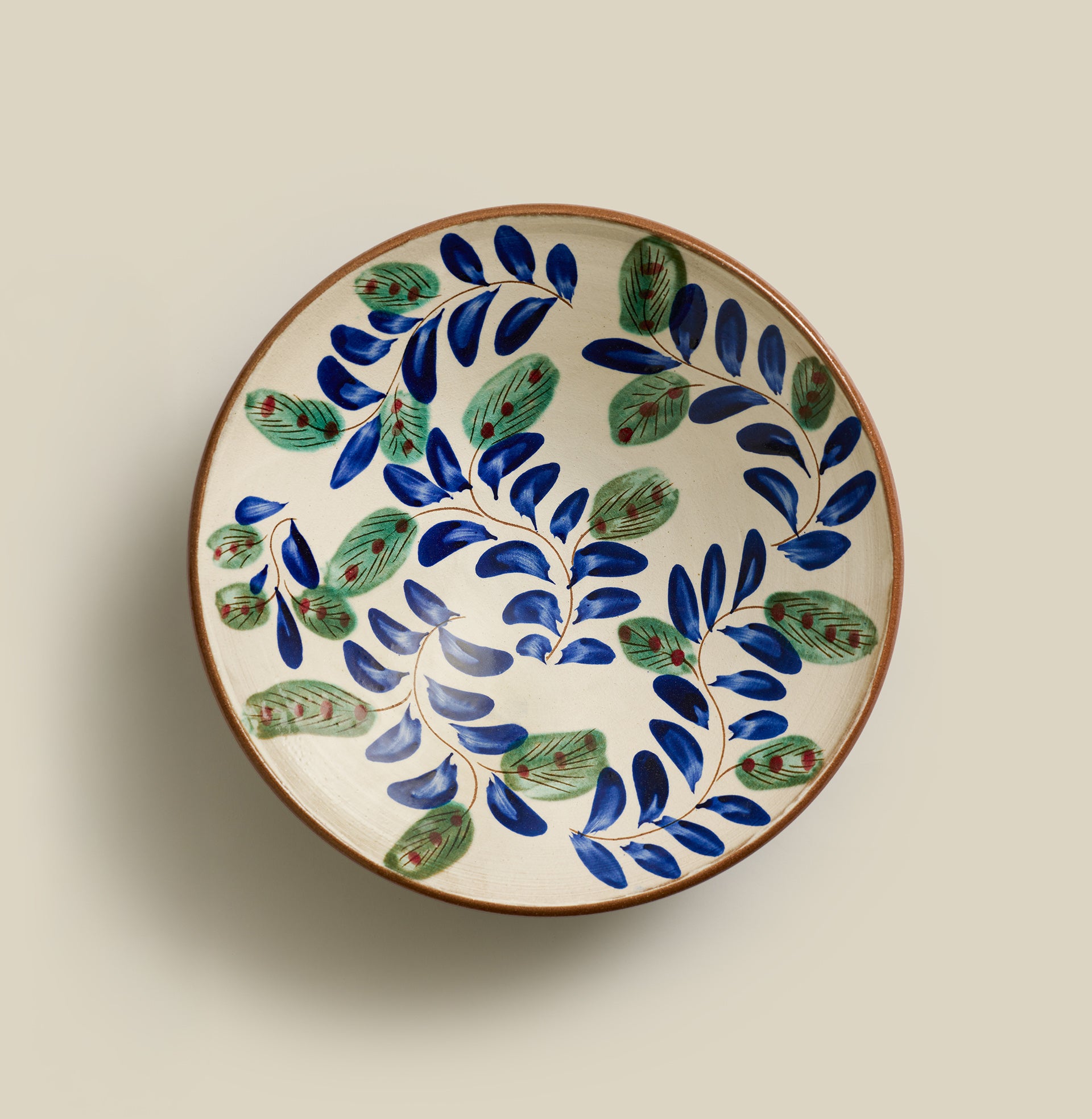 Midnight Garden Hand-Painted Fayoum Pottery Serving Bowl