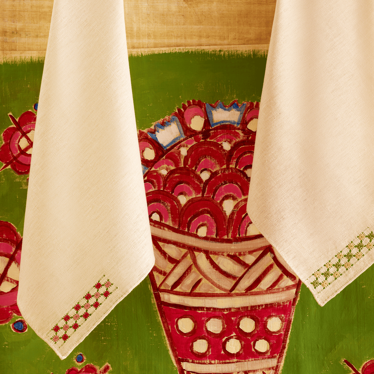Byzantine Hand-Embroidered Linen Napkin (Set Of 2)