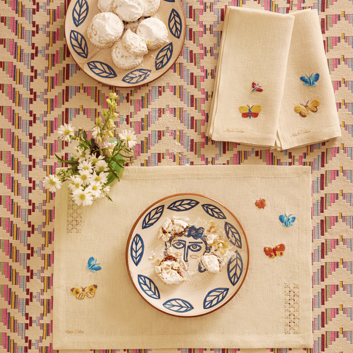 BNDL-Nile Butterflies Hand-Embroidered Linen Napkins