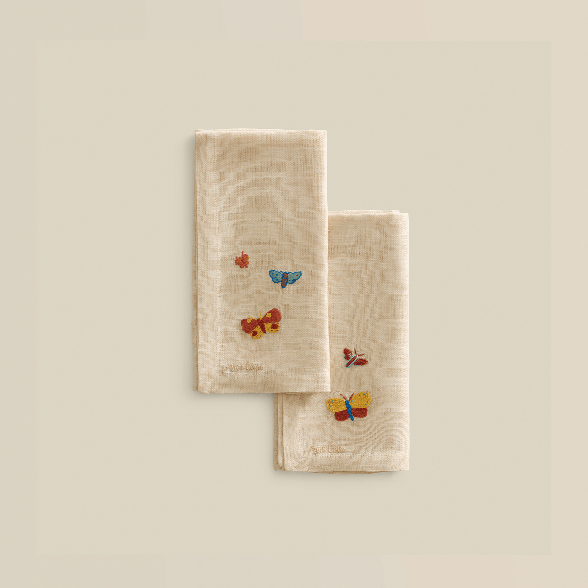 BNDL-Nile Butterflies Hand-Embroidered Linen Napkins