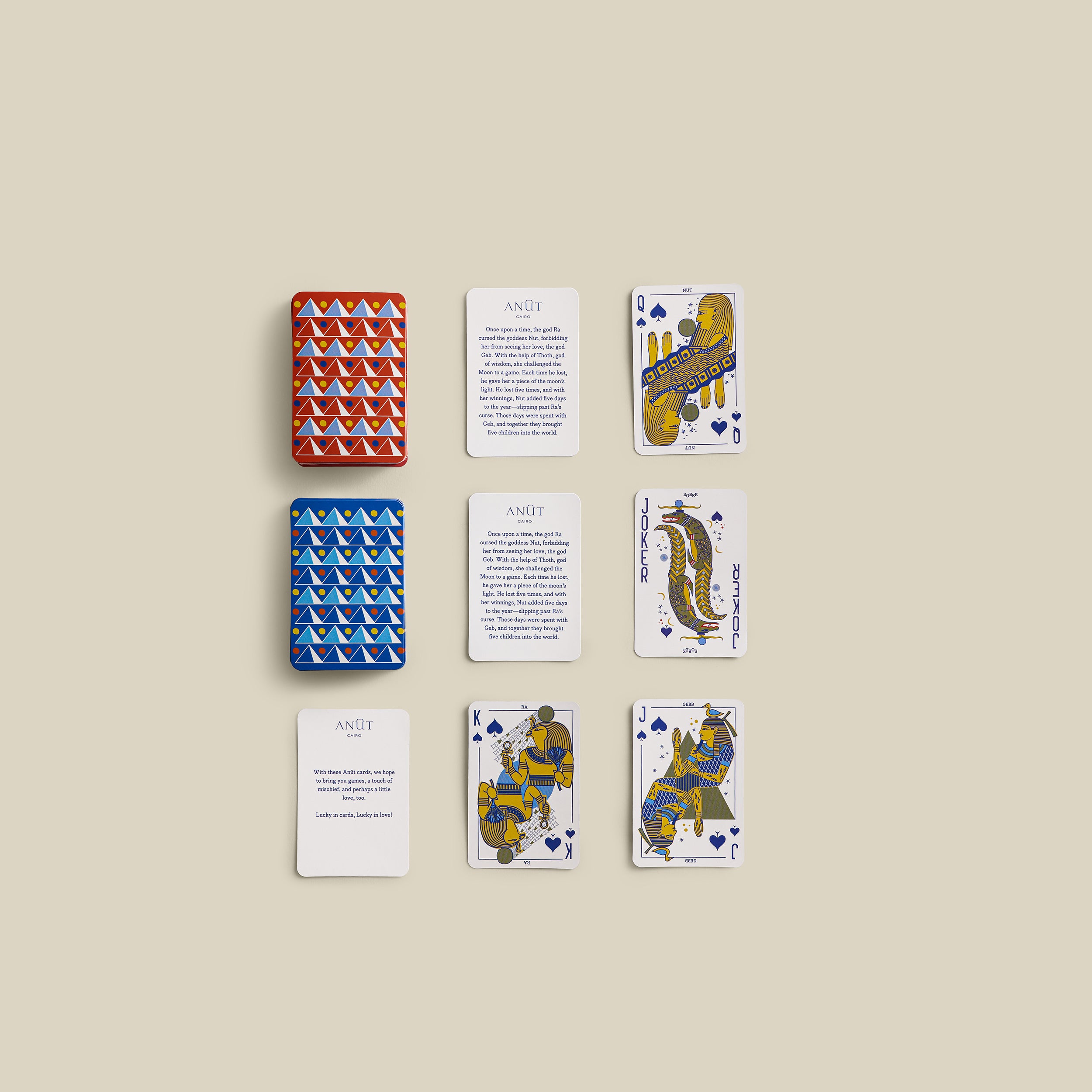 Khufu Playing Cards with Hand-Embroidered Cover