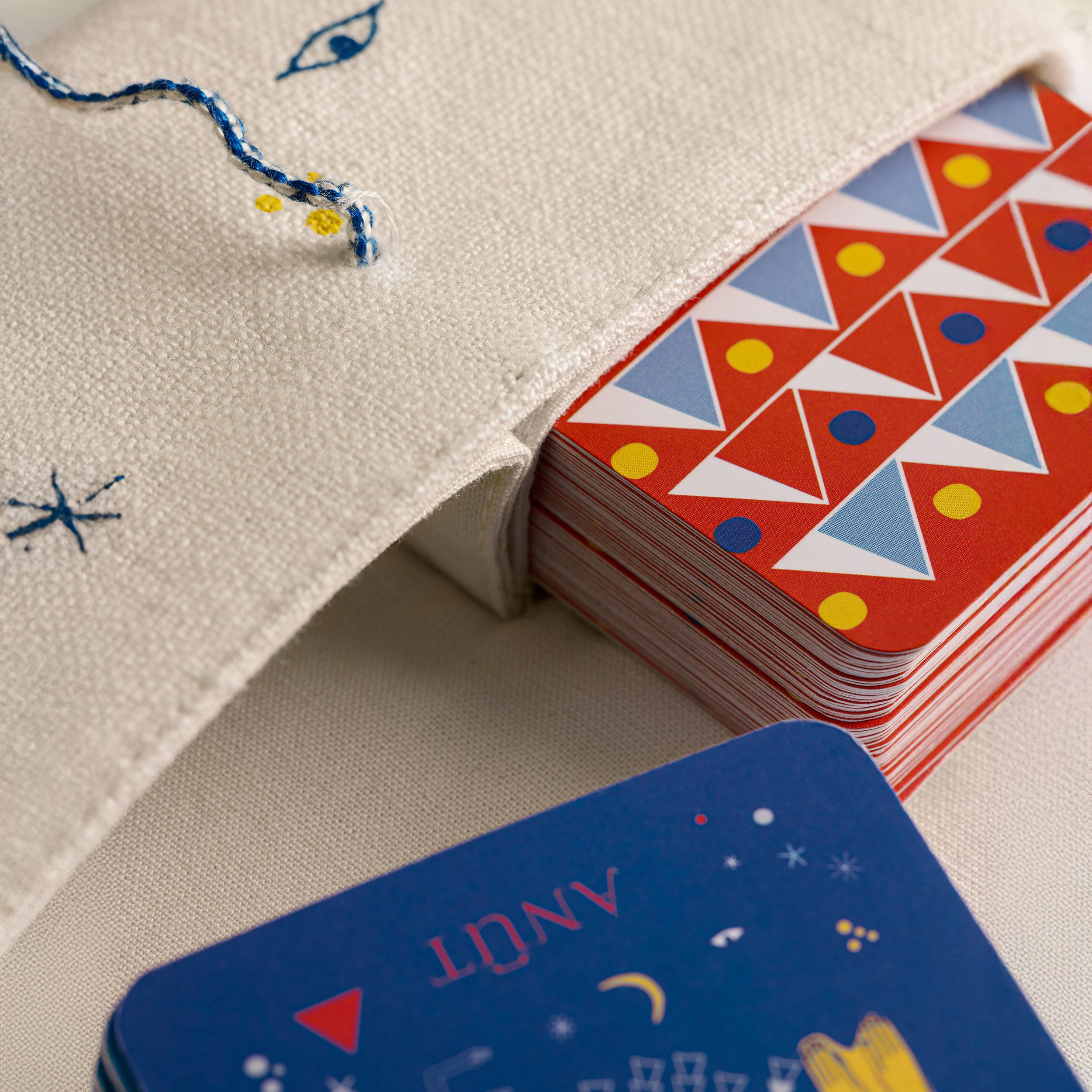 Khufu Playing Cards with Hand-Embroidered Cover