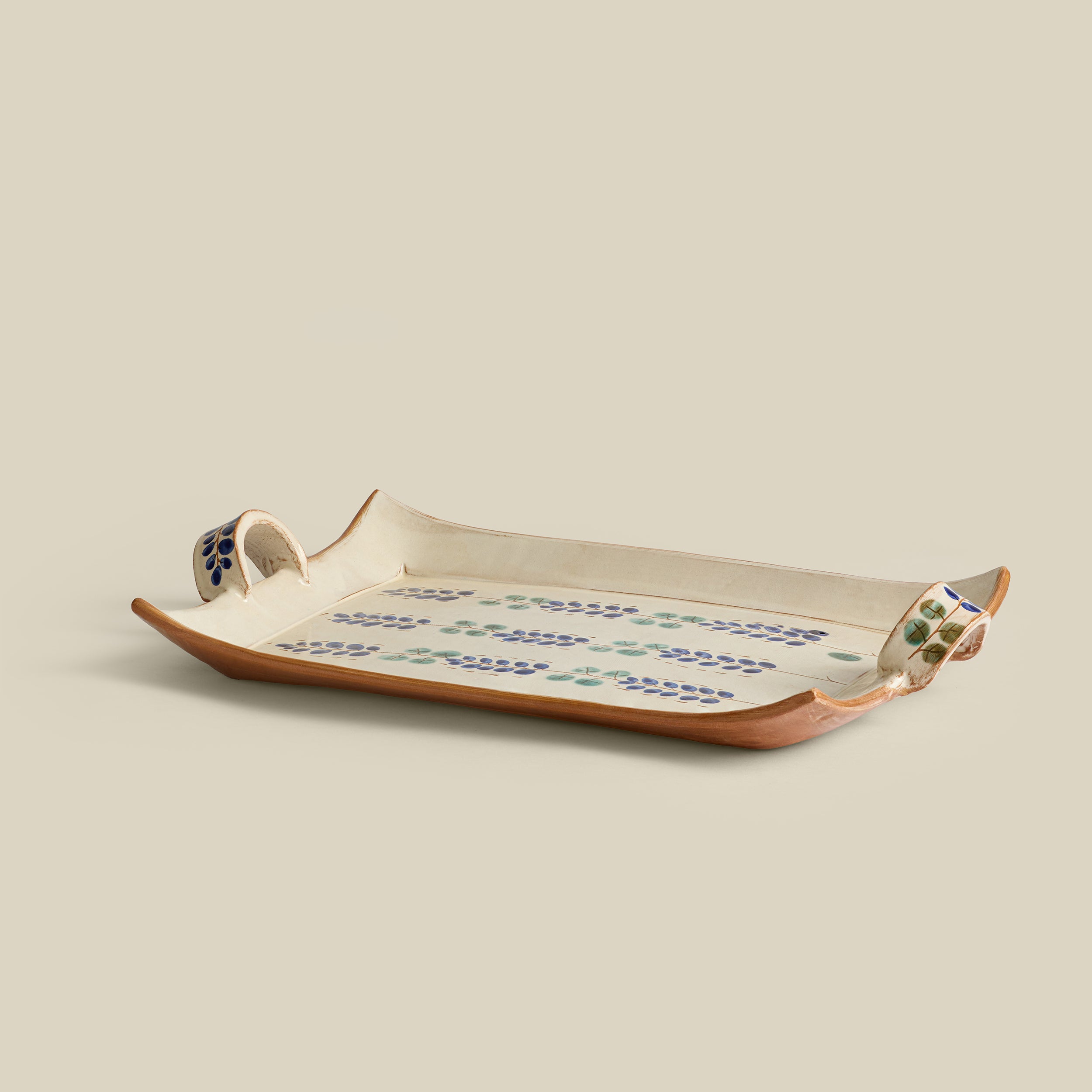 Luxor Vine Hand-Painted Fayoum Pottery Tray