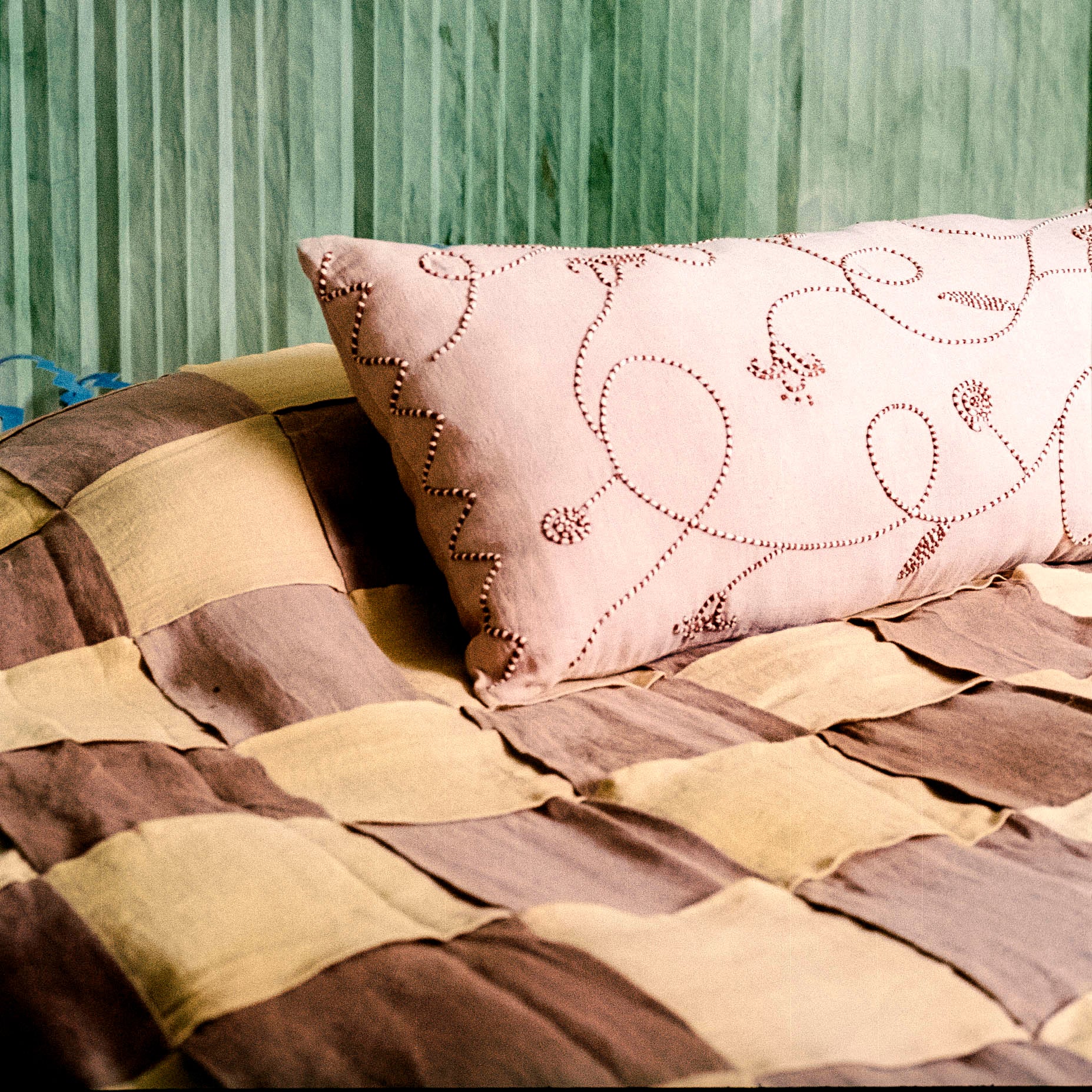 Lotus Trail Hand Embroidered Bolster Cover