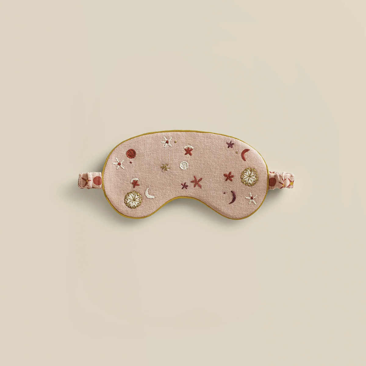 Stellar Hand-Embroidered Linen Eye Mask