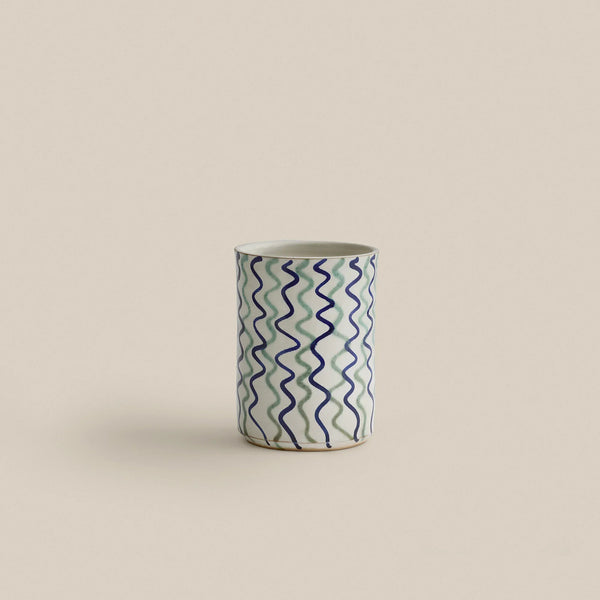 Squiggle Hand-Painted Fayoum Pottery Utensil Holder